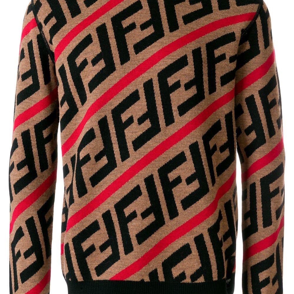 Fendi Logo Ff Diagonal- stripe Sweater